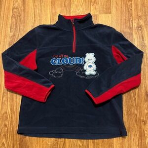 Vintage Care Bears Fleece Pullover Youth Quarter Zip Red Blue Cloud Cartoon